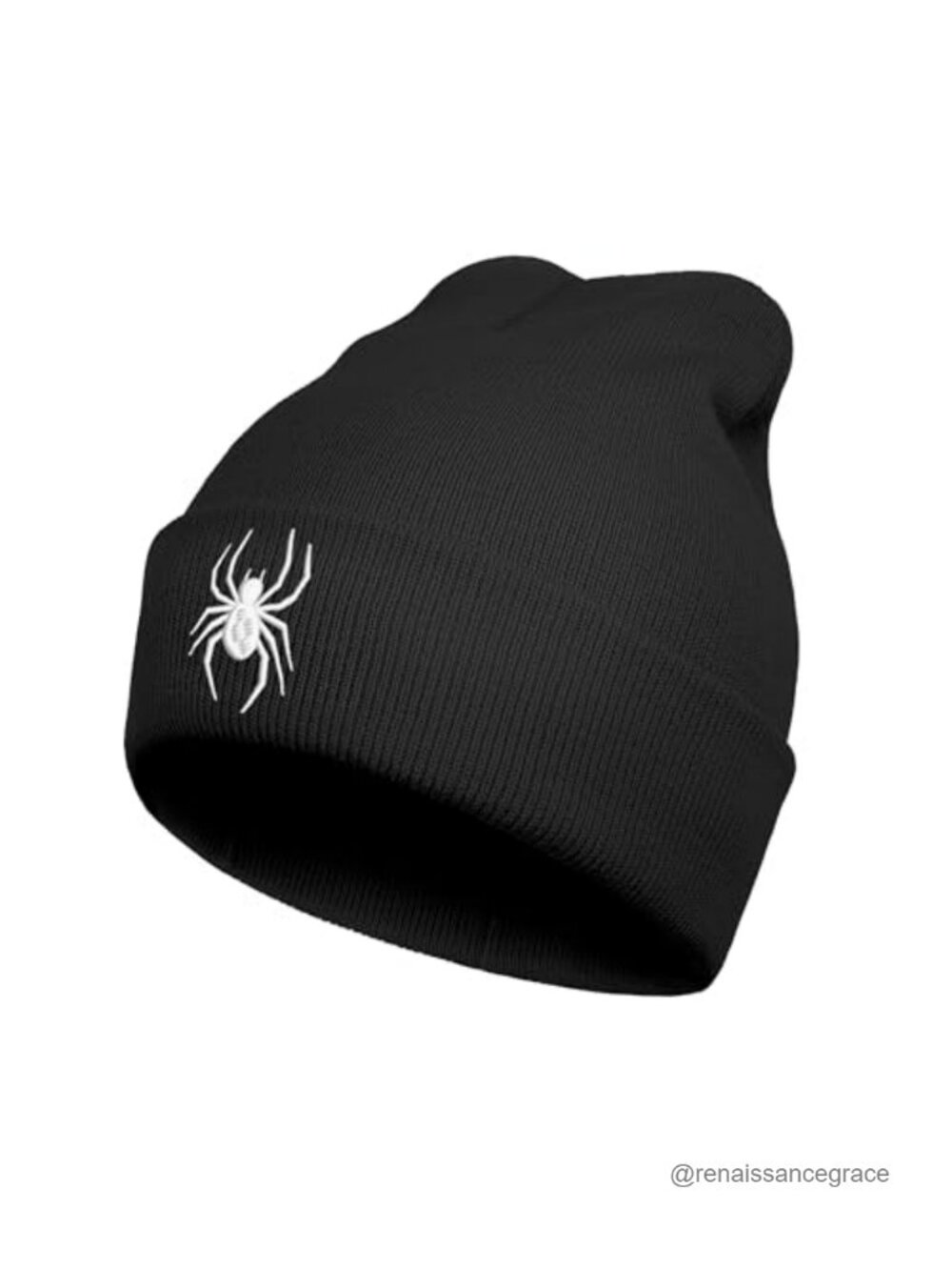 Spider Web Pattern Halloween Beanie Embroidered Wool Knit Hat